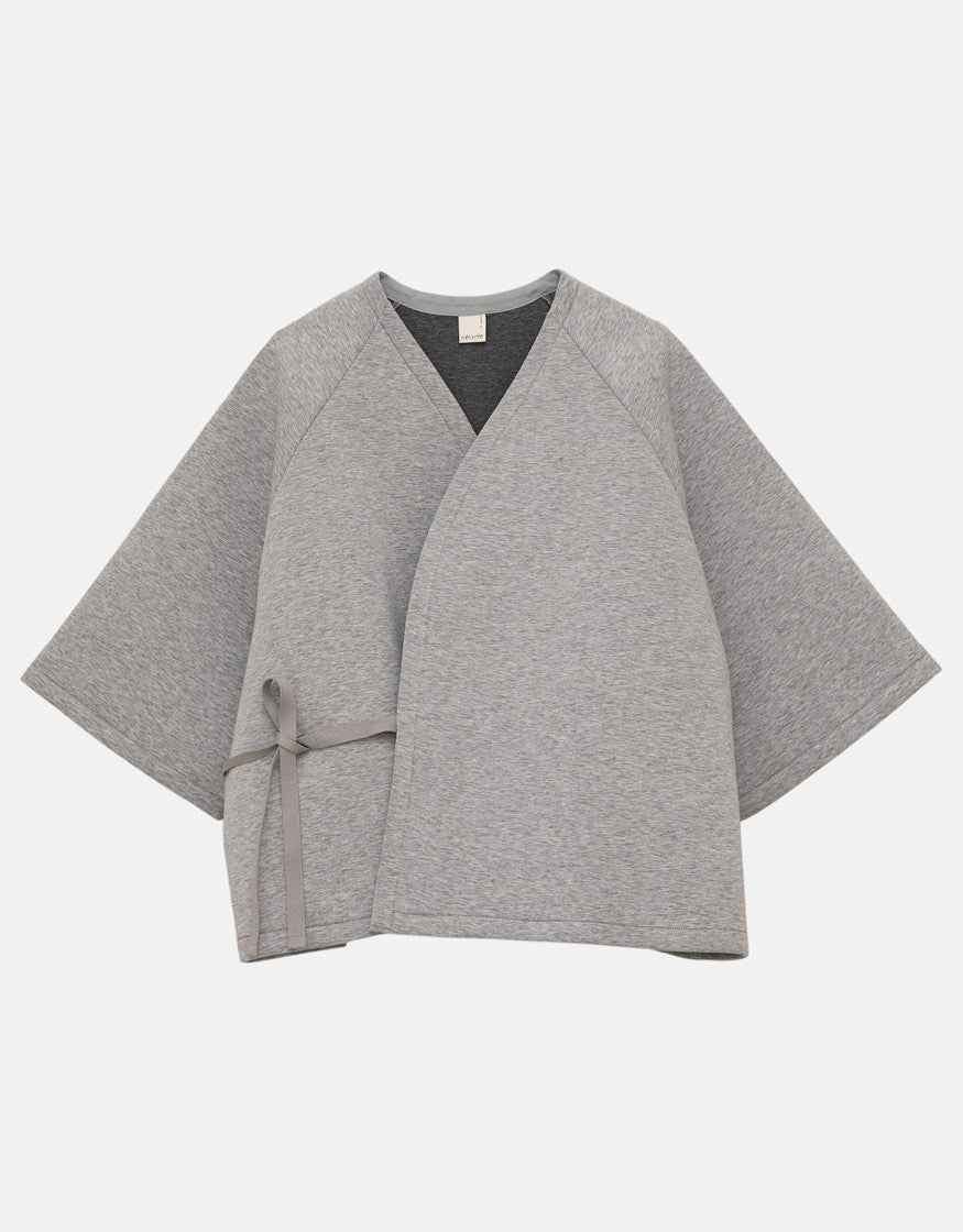 Short sleeve kimono in neoprene - Light grey - Unisex | Cèucle