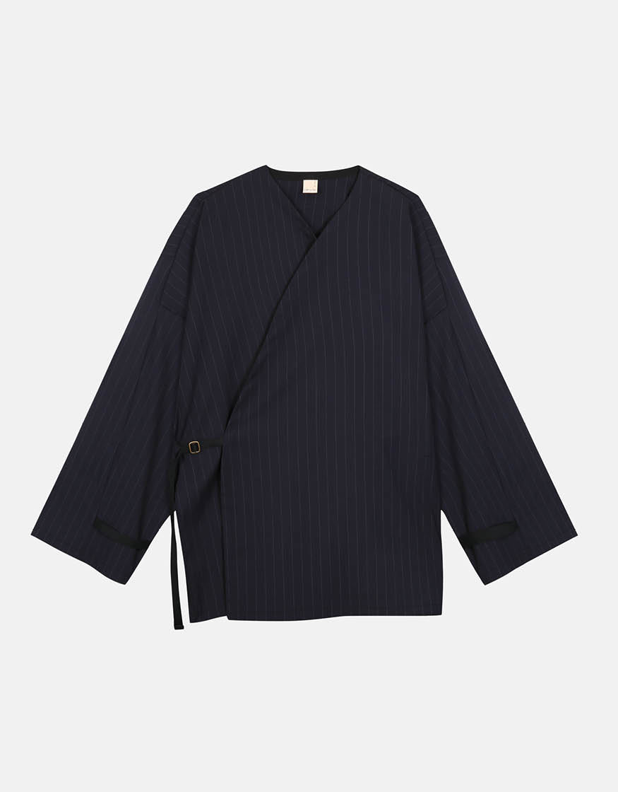 KIMONO SHIRT CHAPTER 3 _ PINSTRIPE NAVY