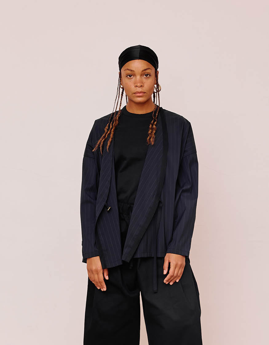 KIMONO SHIRT CHAPTER 3 _ PINSTRIPE NAVY